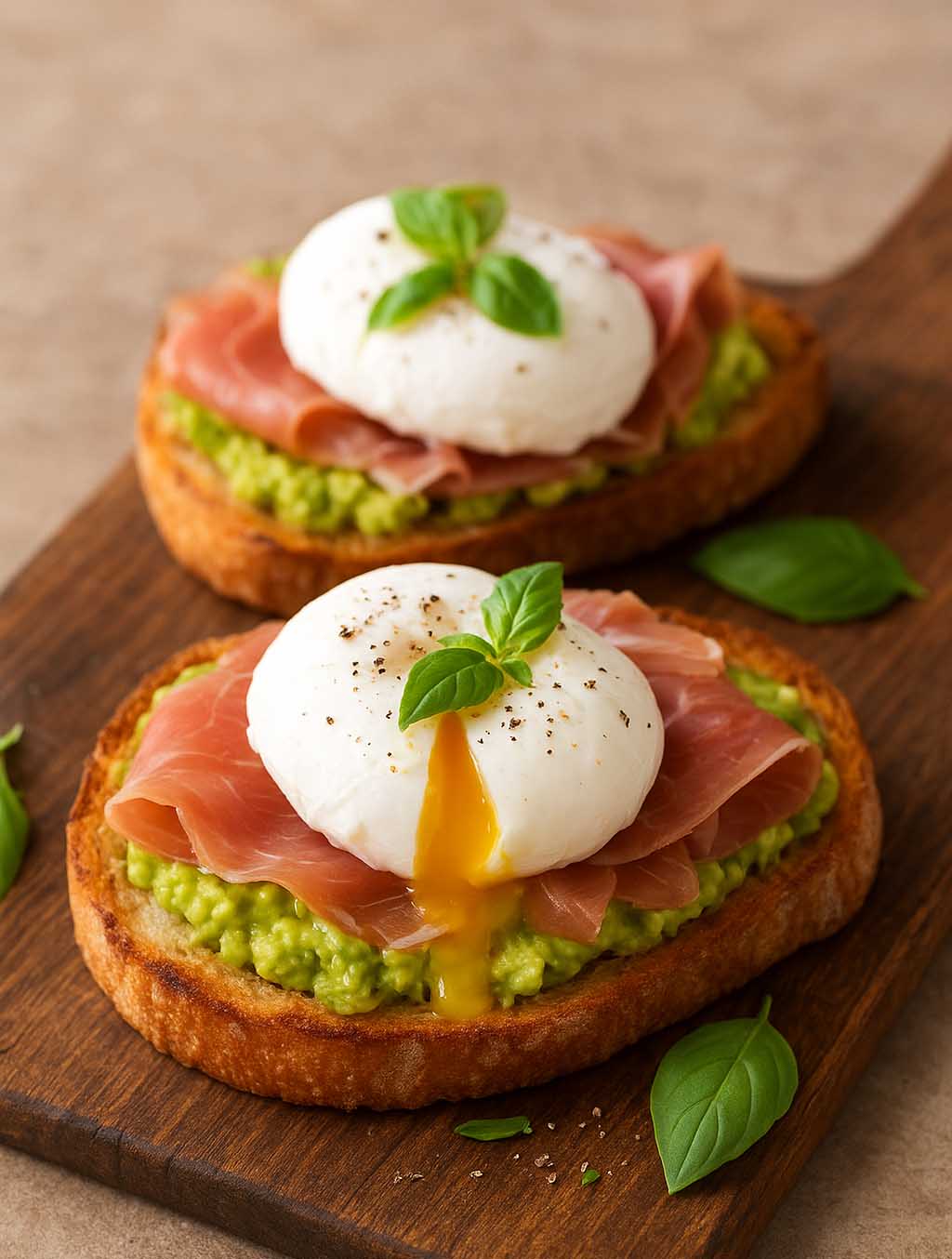 Avocado bruschetta with Parma ham