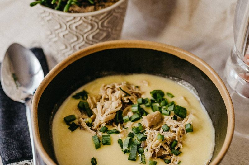 Creamy lentil soup with onion and carrot