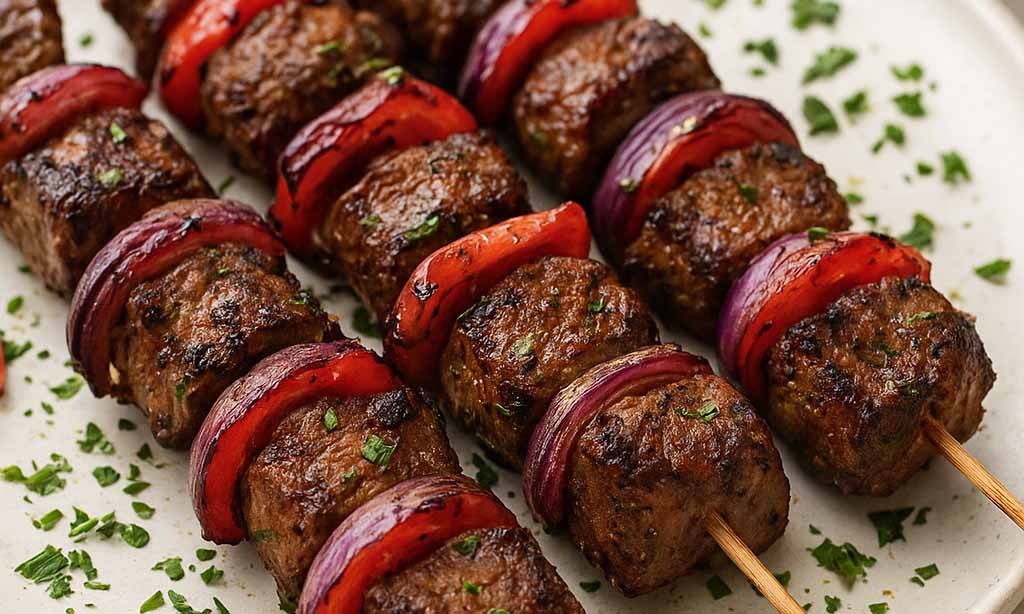 Juicy Beef Kebabs with Garlic, Paprika and Herbs