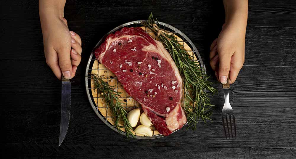 medium-rare beef steak