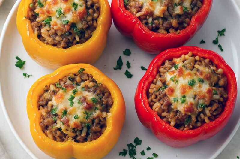 Stuffed Bell Peppers with Beef & Rice